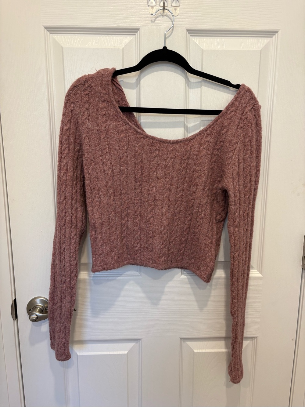 American eagle ribbed Scoop-Neck Cropped Sweater - Dusty Rose #1064